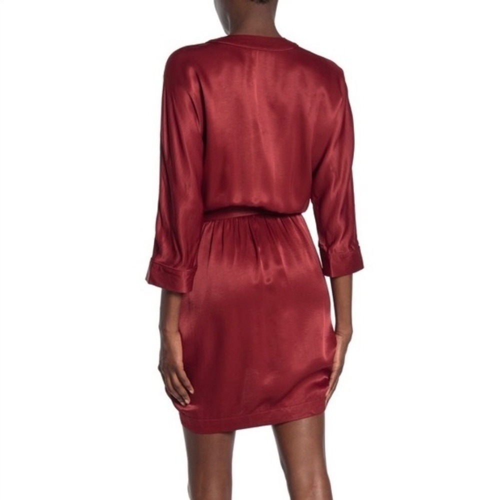SCOTCH & SODA Maison Scotch Red Satin Wrap Dress Solid Party Cocktails Medium - Picture 8 of 14